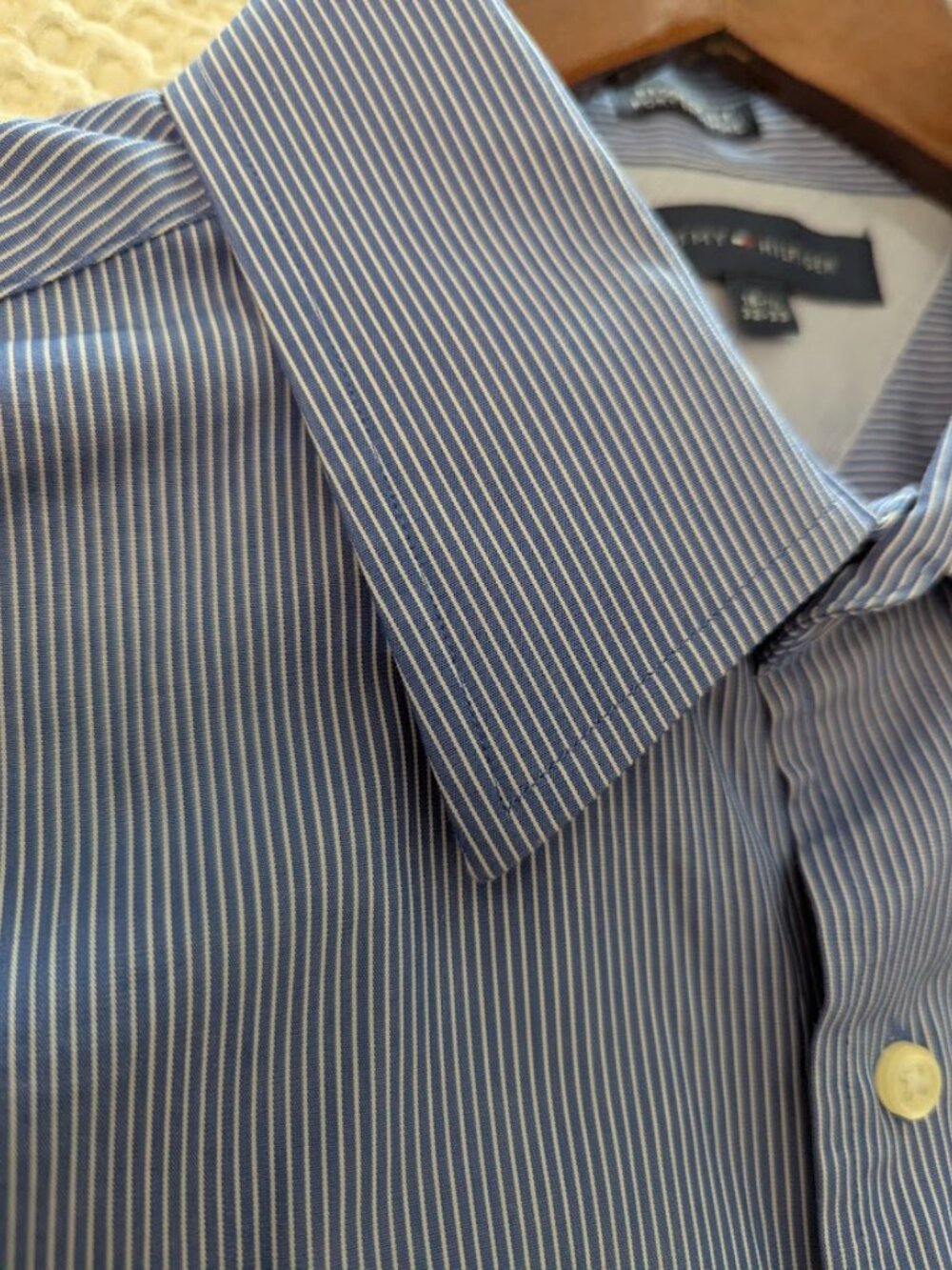 T.H. Striped Cotton Blue Regular Fit Dress Men`s Shirt Power Dressing - Picture 11 of 16